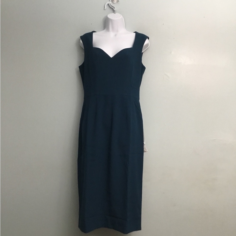 Dress the Population Blue Sheath Midi Dress Sweetheart Neckline - Picture 4 of 14
